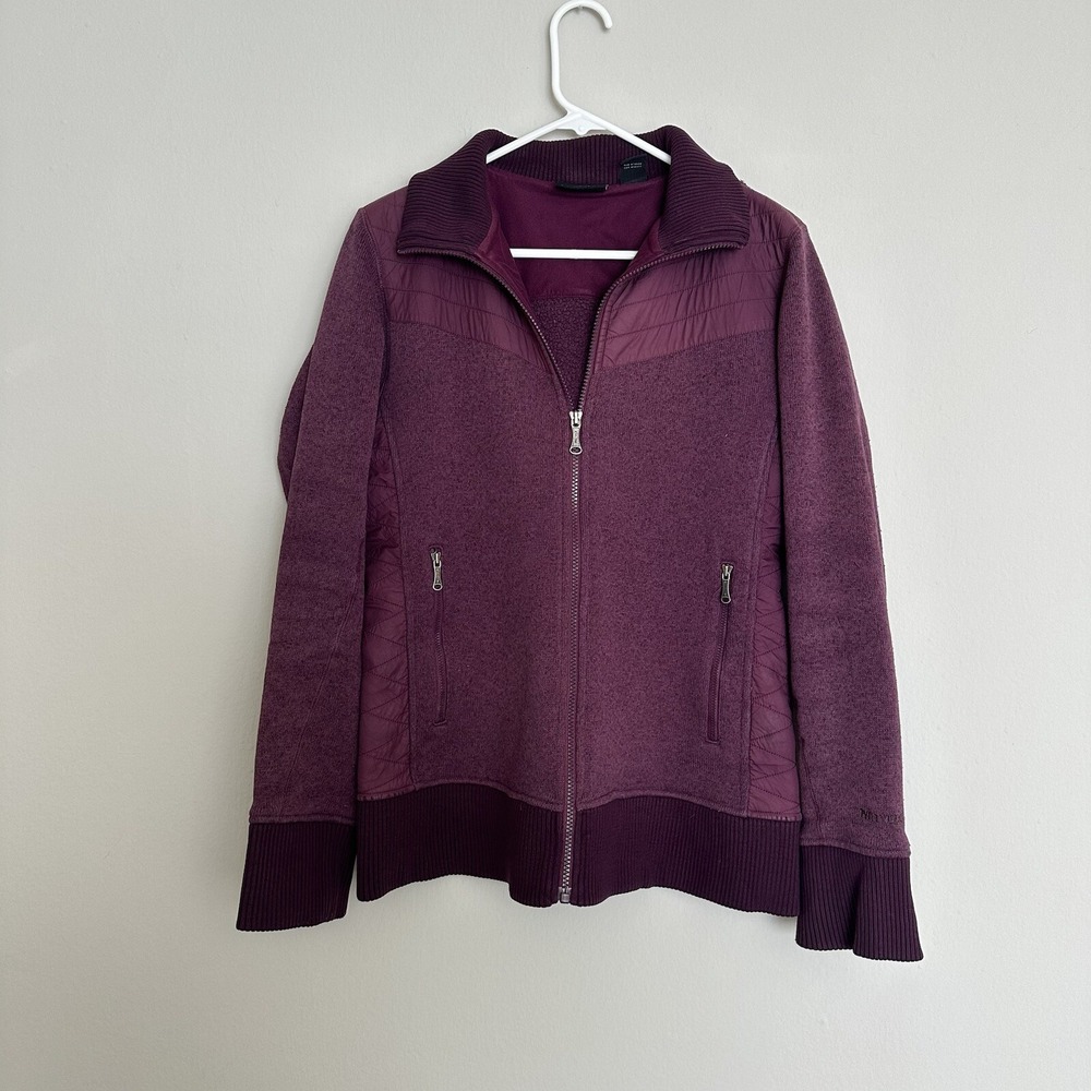 Fleece‎ Marmot Jacket Women's Large Soft Burgundy Red Merlot Full Zip Hooded
